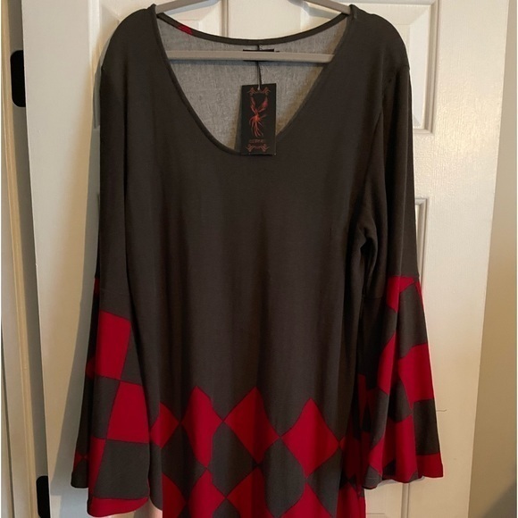 Reborn Harlequin Patterned Gray Swing Sweater Dress. New w/o tags.- 2X - Picture 1 of 6